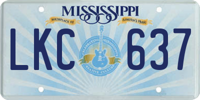 MS license plate LKC637