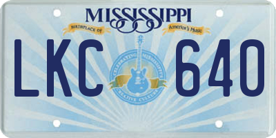 MS license plate LKC640