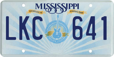 MS license plate LKC641