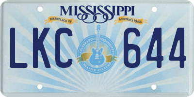 MS license plate LKC644