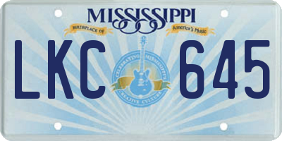 MS license plate LKC645