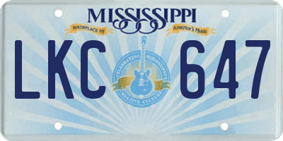 MS license plate LKC647