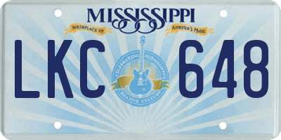 MS license plate LKC648