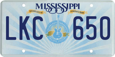 MS license plate LKC650