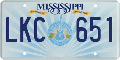 MS license plate LKC651