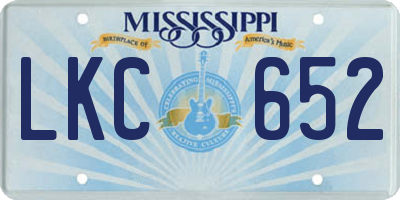 MS license plate LKC652