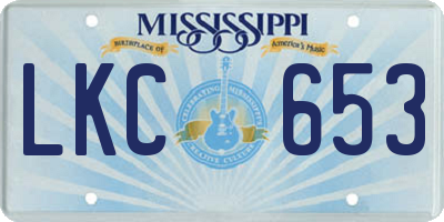 MS license plate LKC653