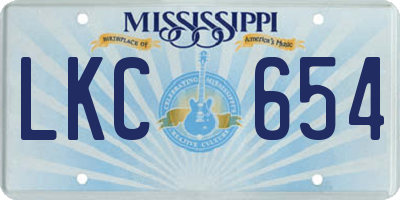 MS license plate LKC654