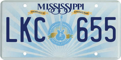MS license plate LKC655
