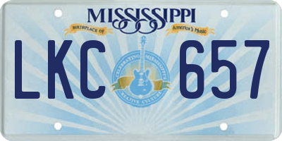 MS license plate LKC657
