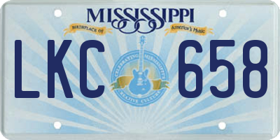 MS license plate LKC658