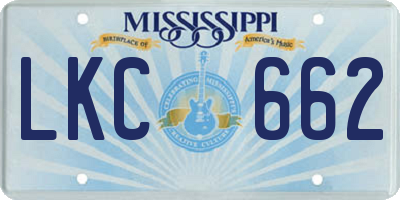 MS license plate LKC662