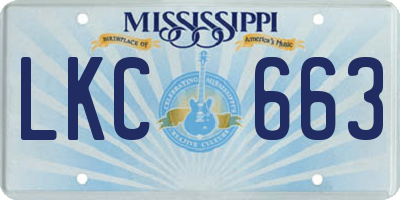 MS license plate LKC663