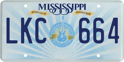 MS license plate LKC664
