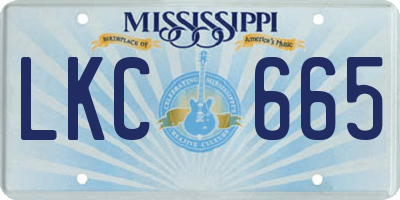 MS license plate LKC665