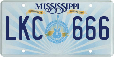 MS license plate LKC666