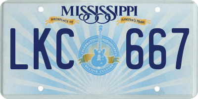 MS license plate LKC667