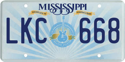 MS license plate LKC668