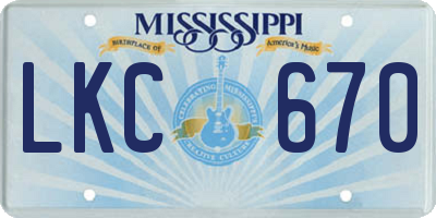 MS license plate LKC670