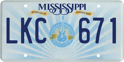 MS license plate LKC671