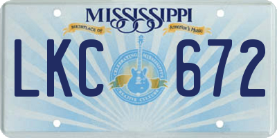 MS license plate LKC672