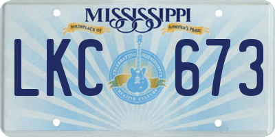 MS license plate LKC673