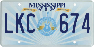 MS license plate LKC674