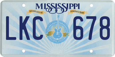 MS license plate LKC678