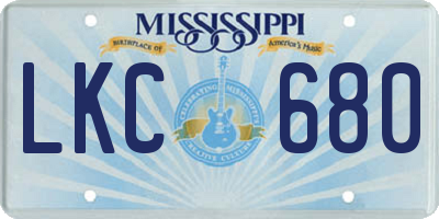 MS license plate LKC680