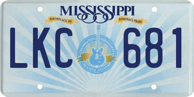 MS license plate LKC681