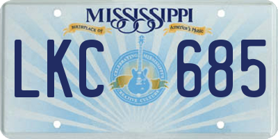 MS license plate LKC685