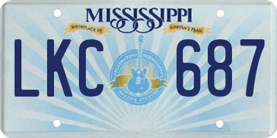 MS license plate LKC687
