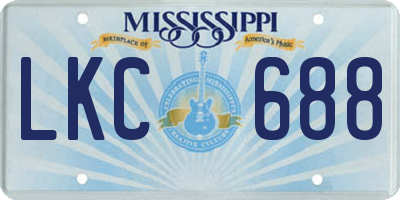 MS license plate LKC688