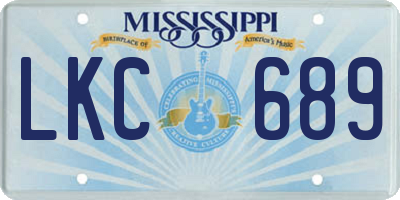 MS license plate LKC689