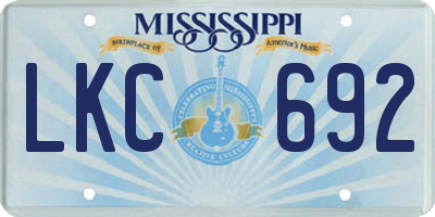 MS license plate LKC692