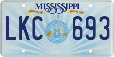 MS license plate LKC693