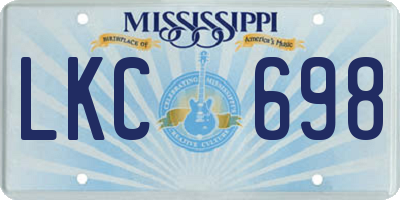 MS license plate LKC698