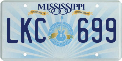 MS license plate LKC699