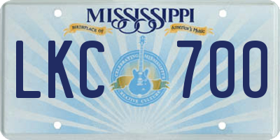 MS license plate LKC700