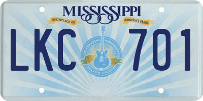 MS license plate LKC701