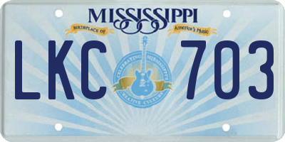 MS license plate LKC703