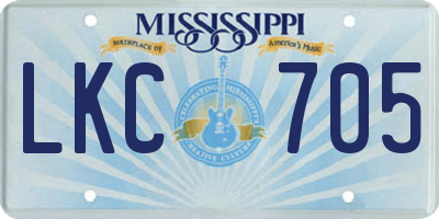 MS license plate LKC705
