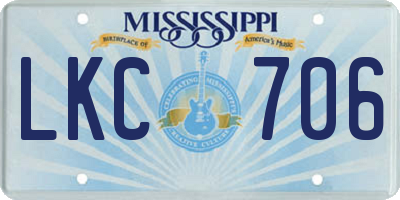 MS license plate LKC706