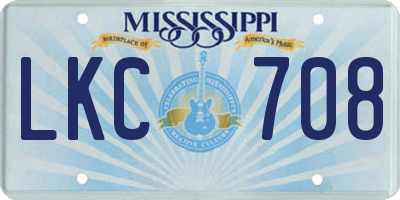 MS license plate LKC708