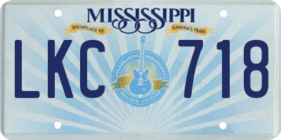 MS license plate LKC718