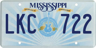 MS license plate LKC722