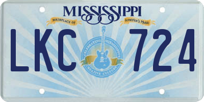 MS license plate LKC724