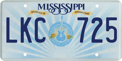 MS license plate LKC725