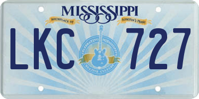MS license plate LKC727