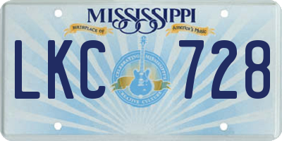 MS license plate LKC728